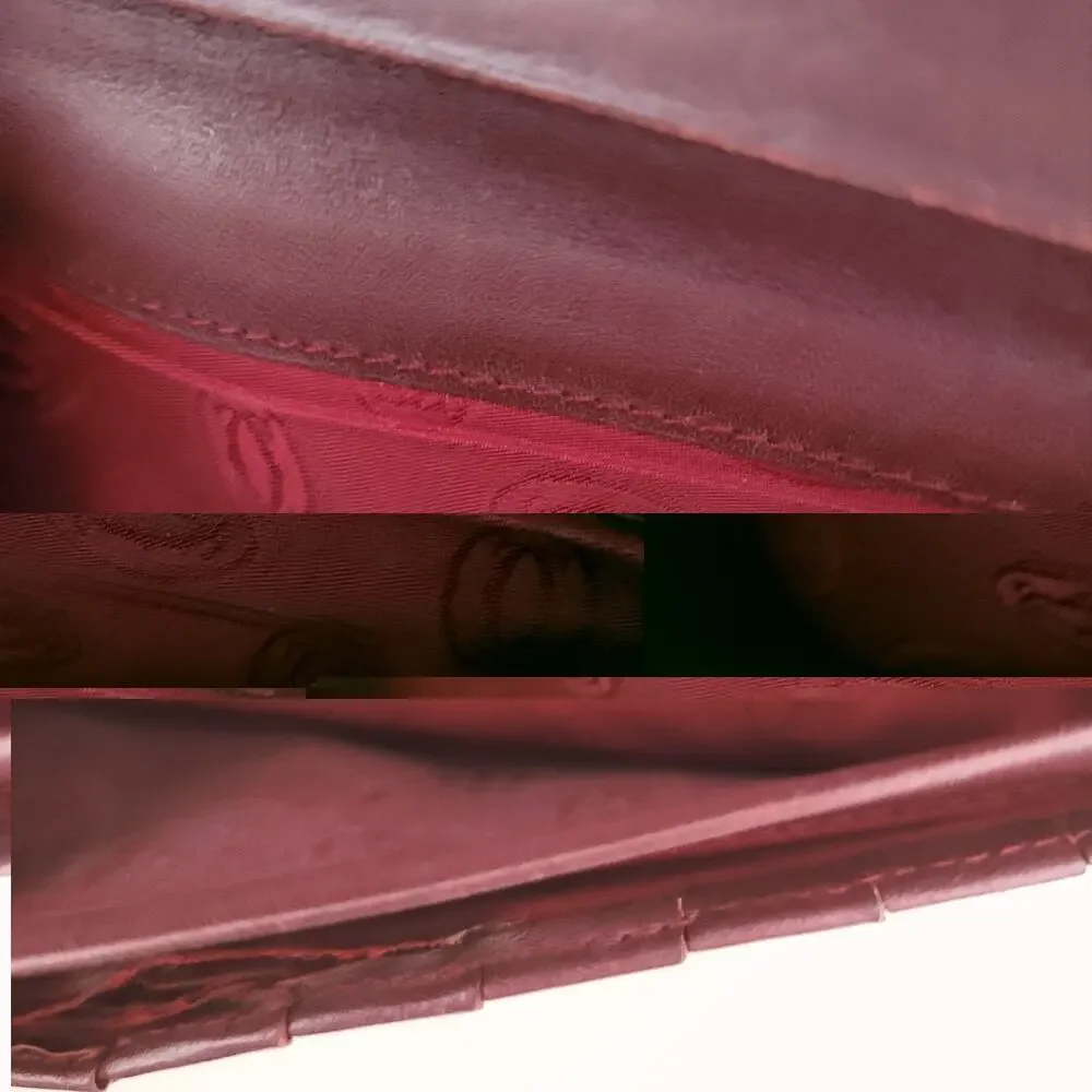 Cartier Vintage Bifold Leather Bordeaux Red Wallet Large Credit Card Checkbook